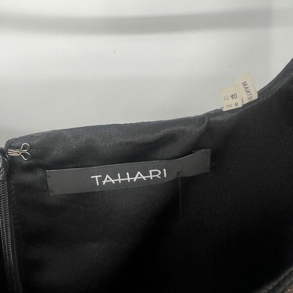 NWT Tahari Black Brown Leopard Print Pencil Dress Women's Size 4 - Picture 4 of 8